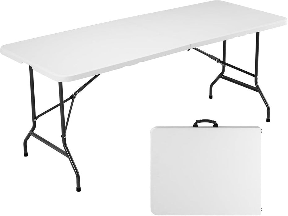 Dozzle 6ft Portable Folding Table for Parties & Camping | Heavy-Duty Indoor Outdoor Desk with Handle