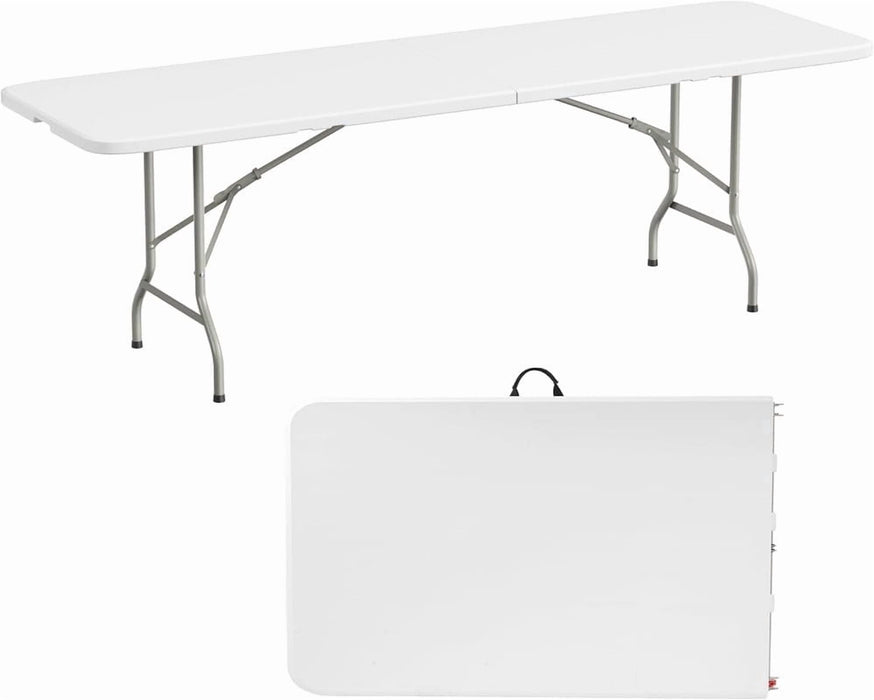 Dozzle 8ft Portable Folding Table for Parties & Camping | Heavy-Duty Indoor Outdoor Desk with Handle