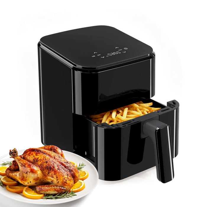 Dozzle 3QT Compact Digital Air Fryer, 400℉ Precision Heating, One-Touch Auto Shut-off, Nonstick Basket Dishwasher-Safe for Healthy Roast, Bake, Broil & Reheat, Black
