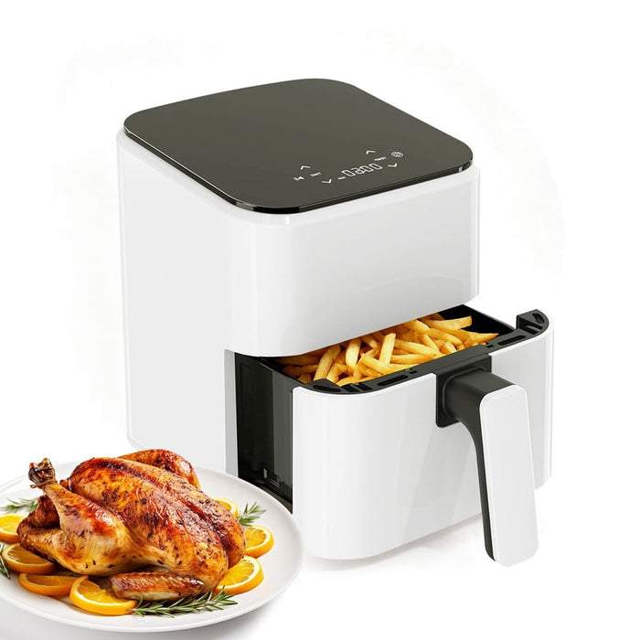 Dozzle 3QT Compact Digital Air Fryer, 400℉ Precision Heating, One-Touch Auto Shut-off, Nonstick Basket Dishwasher-Safe for Healthy Roast, Bake, Broil & Reheat, White