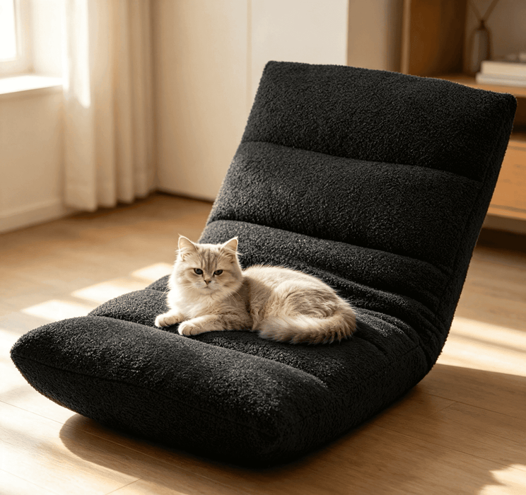Dozzle 5-in-1 Adjustable Memory Foam Floor Chair, Foldable Padded Reclining Sofa Bed for Gaming, Reading, Napping, Meditation and Pet Resting, Black