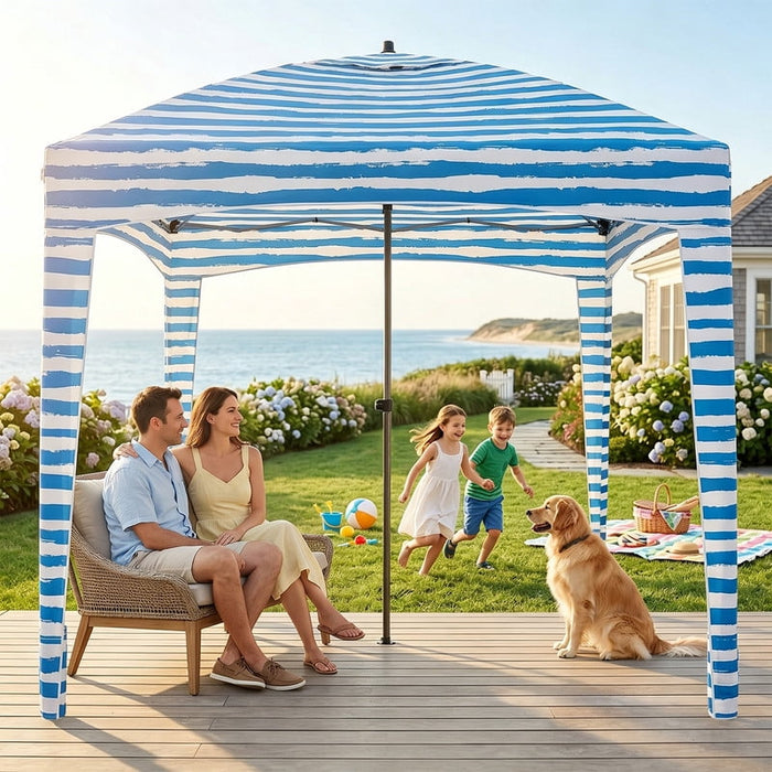 Dozzle UPF 50+ Full Protection, 6x6ft Large Beach Tent, Spacious Canopy for Whole Family, Removable Side Curtain, Instant Setup Sun Shelter, Collapsible Cabana, Light Blue