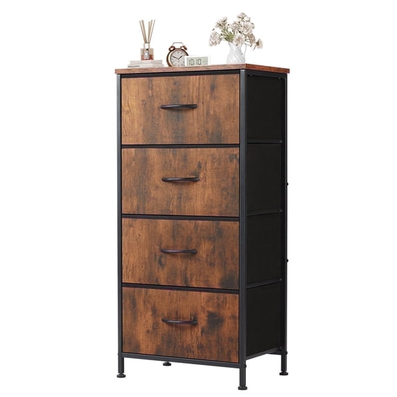 Aidoly 4-Tier Fabric Drawer Storage Cabinet with Wooden Top &amp; Metal Frame - Multi-Purpose Organizer for Bedroom, Living Room, Office