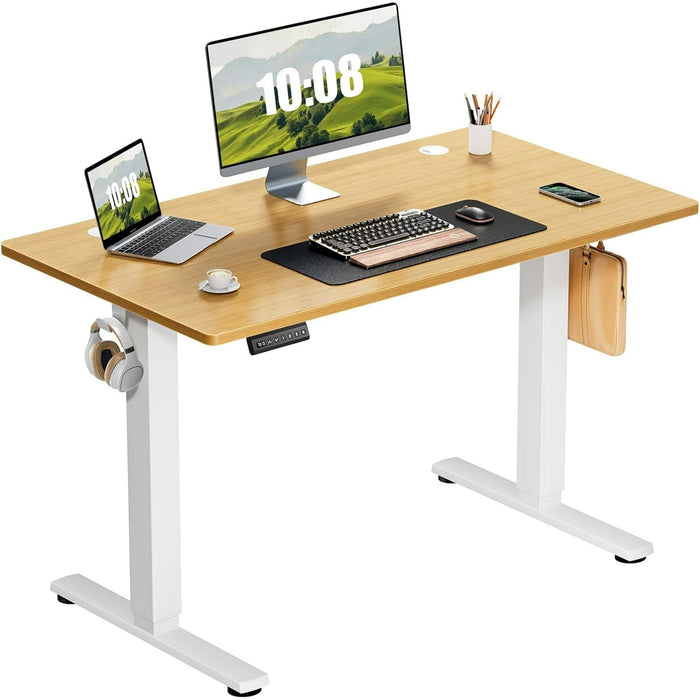 Blorly Electric Stand up Desk, Wide Desktop with Adjustable Height, Standing Computer Desk for Home Ofiice, Black