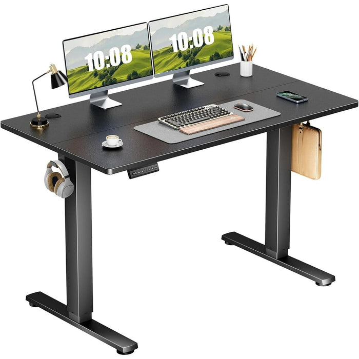 Blorly Electric Stand up Desk, Wide Desktop with Adjustable Height, Standing Computer Desk for Home Ofiice, Black