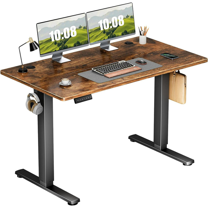 Blorly Electric Stand up Desk, Wide Desktop with Adjustable Height, Standing Computer Desk for Home Ofiice, Black
