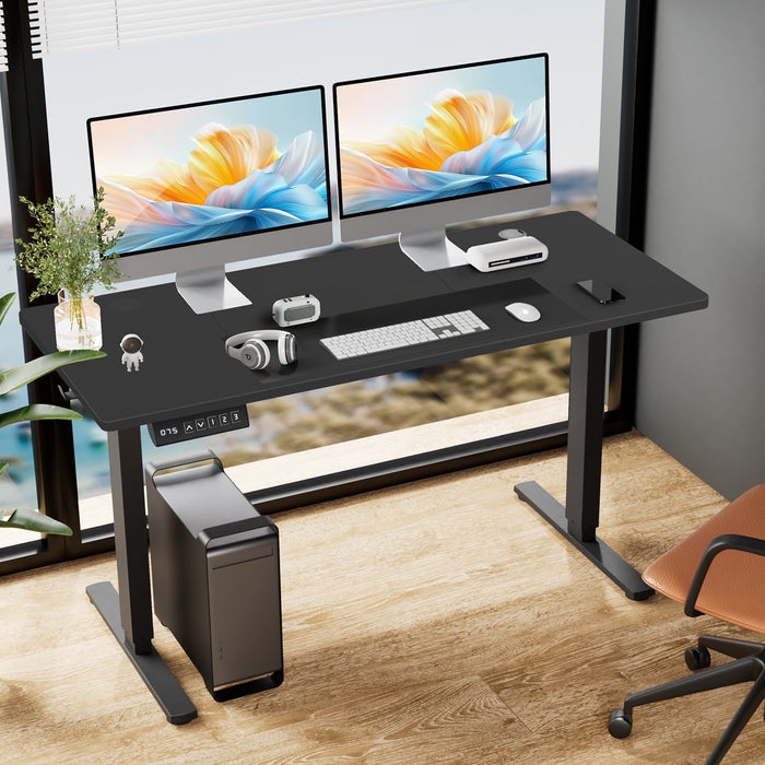 Blorly Electric Stand up Desk, Wide Desktop with Adjustable Height, Standing Computer Desk for Home Ofiice, Black