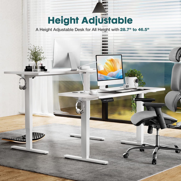 Blorly Electric Stand up Desk, Wide Desktop with Adjustable Height, Standing Computer Desk for Home Ofiice, Black