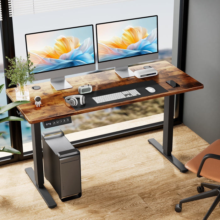 Blorly Electric Stand up Desk, Wide Desktop with Adjustable Height, Standing Computer Desk for Home Ofiice, Black
