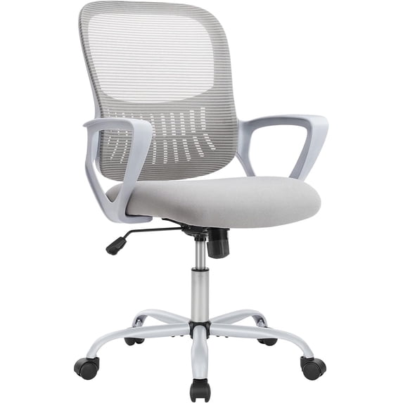 Ergonomic Mid-Back Mesh Office Chair with Lumbar Support, Swivel Rolling Desk Chair with Armrests and Wheels for Home and Study Use