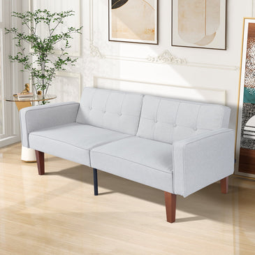 Modern Loveseat Sofa, Upholstered Fabric Love Seat with Adjustable Backrest, Stylish for Living Room, Bedroom, Office - Durable Wooden Frame (61 Inch, Light Grey)