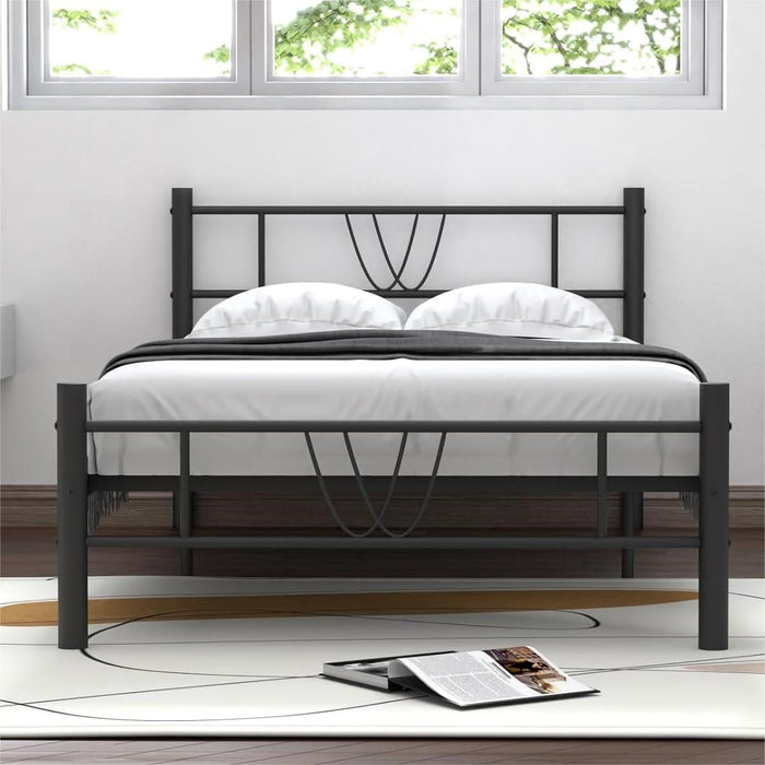 Full Size Bed Frame Classic Metal High Platform Bedframes with Victorian Style Iron-Art Headboard/Footboard/Under Bed Storage, 11.2 Inch High