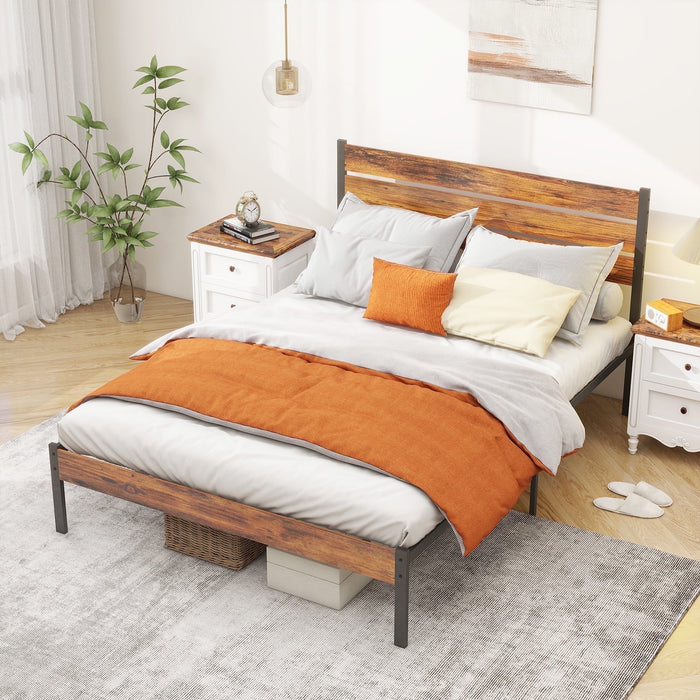 Blorly Bed Frame, Mattress Foundation with Headboard, No Box Spring Needed, 700LBS Sturdy Metal Slats Support, Noise Free