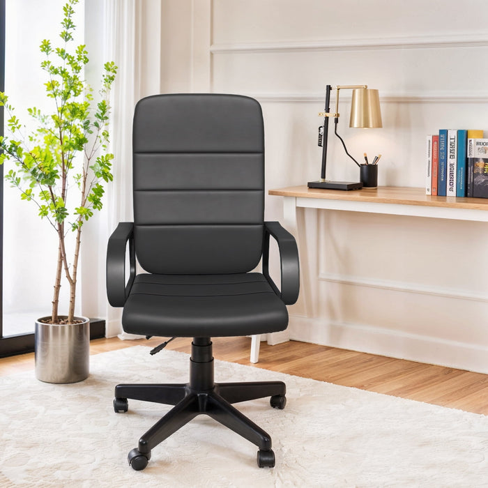 Computer Desk Chair, Adjustable Executive Leather Chair With Arms