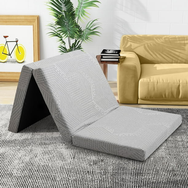 IULULU 4-inch Tri Folding Memory Foam Mattress with Removable Cover,King Tri-Fold Mattress