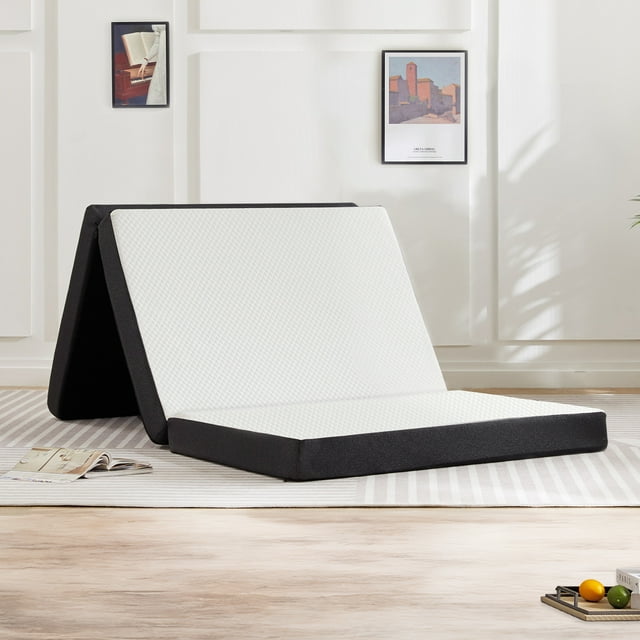IULULU 4-inch Tri Folding Memory Mattress with Removable Cover , Single Tri-Fold Mattress