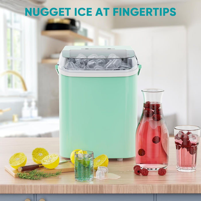 Blorly Countertop Ice Maker Machine, 9 Bullet Ice Cubes/6Min, 26 lbs/24H, Self-Cleaning Portable Ice Maker Machine, 2 Sizes Bullet Cubes Makers, Green