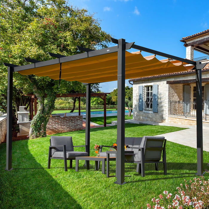 Yangming 10' x 10' Outdoor Retractable Pergola with Weather-Resistant Canopy Aluminum for Garden, Porch, Gazebo, Grape Trellis Pergol