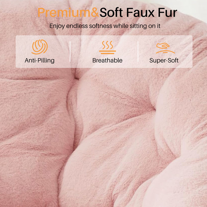 Simenmax Folding Saucer Chair,Portable Folding Soft Moon Chair for Bedroom, Dorm Rooms, Apartments, Lounging, Garden, Pink