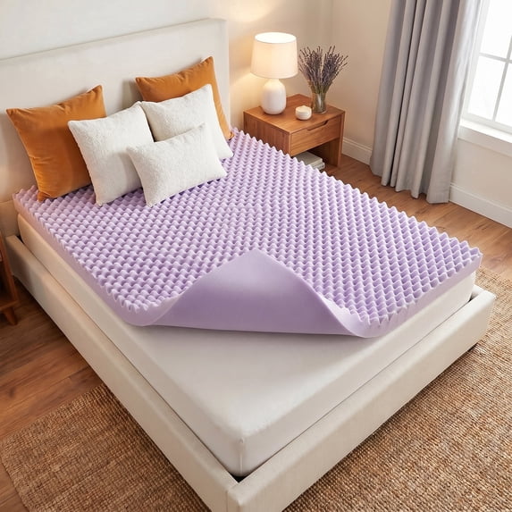 Beddle Mattress Topper, Egg Crate Memory Foam Mattress Topper,Pressure Relief for Back Pain