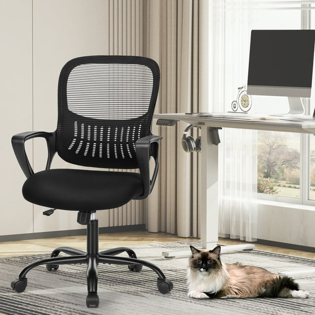 Mesh Office Chair Desk Chair Computer Chair Ergonomic Adjustable Stool Back Support Modern Executive Rolling Swivel Chair for Women & Men, Black
