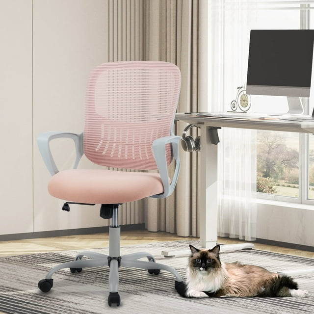 Mesh Office Chair Desk Chair Computer Chair Ergonomic Adjustable Stool Back Support Modern Executive Rolling Swivel Chair for Women & Men, Pink