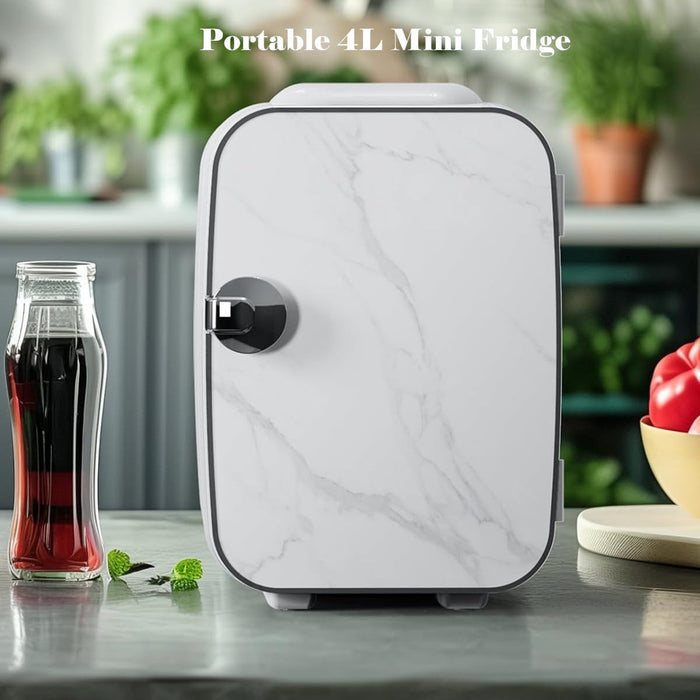 Mini Fridge 6 Can Portable Cooler and Warmer Personal Small Car Refrigerator for Dorms,Skin Care