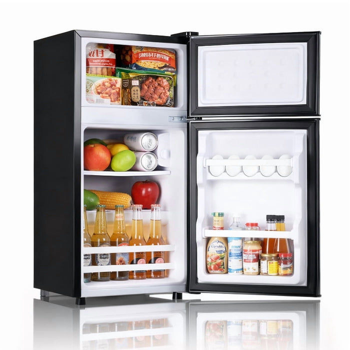 Beddle Mini Fridge with Freezer, 2.4 Cu.ft Compact Dual-Door Refrigerator for Bedroom, Dorm, Office