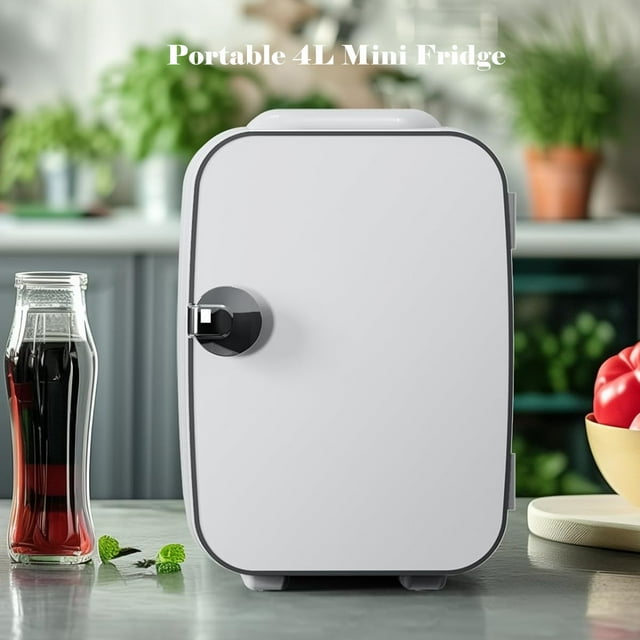 Mini Fridge 6 Can Portable Cooler and Warmer Personal Small Car Refrigerator for Dorms,Skin Care