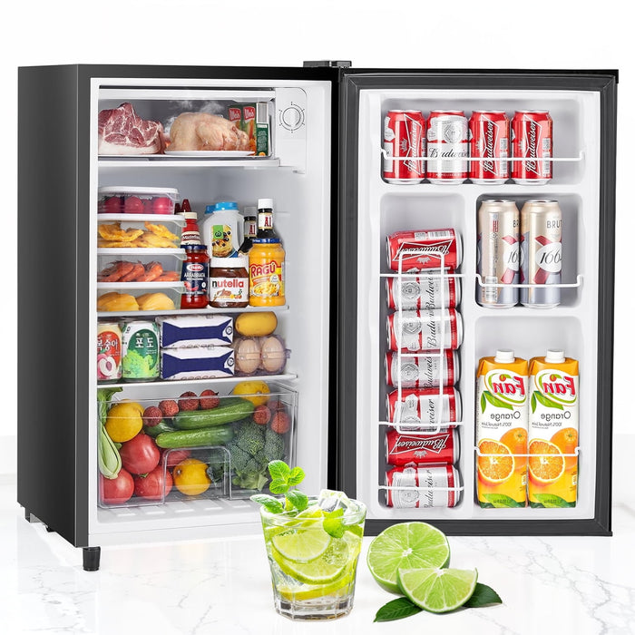 Beddle Mini Fridge with Freezer 3.2 Cu.ft Small Refrigerator for Dorm Bedroom, Compact Refrigerators Single Door Adjustable Thermostat Low Noise