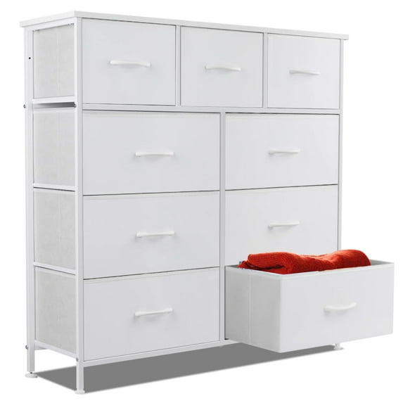 Beddle 9 Drawer Fabric Dresser, Chest of Drawer Organizer Storage Cabinet for Bedroom Clothes Closet, Entryway
