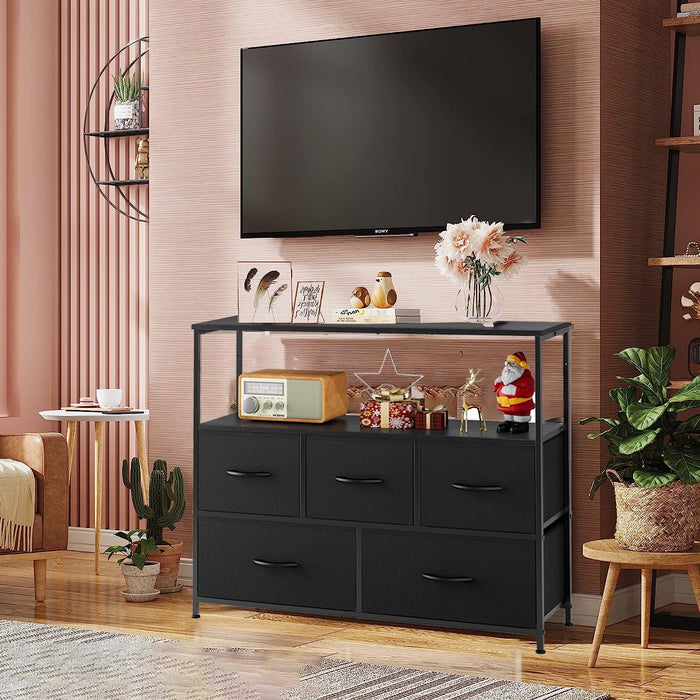 Atilioo Modern TV Stand, Fabric TV Stand Entertainment Center for Up to 45" TV for Living Room, Bedroom