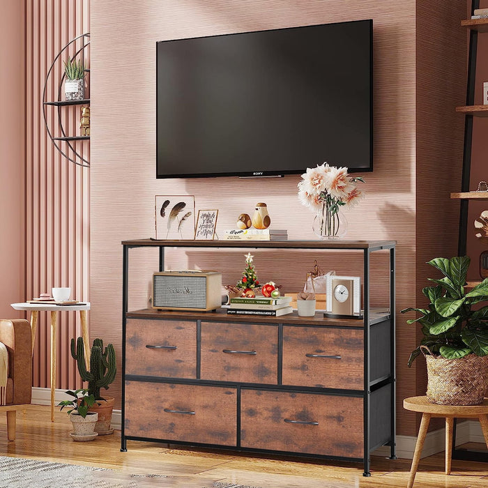 Atilioo Modern TV Stand, Fabric TV Stand Entertainment Center for Up to 45" TV for Living Room, Bedroom