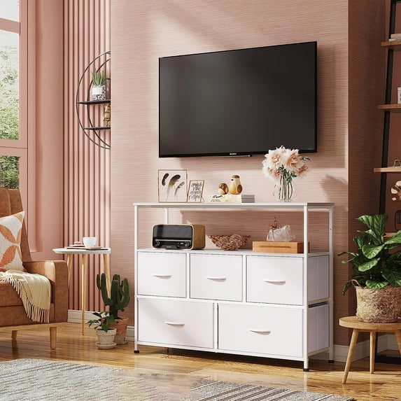 Atilioo Modern TV Stand, Fabric TV Stand Entertainment Center for Up to 45" TV for Living Room, Bedroom