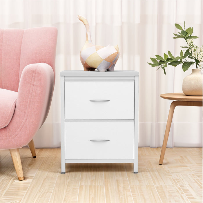 Blorly Nightstand, Bedside Table with 2 Storage Drawers, Wooden Top Fabric Cabinet Kids Mini Dresser for Bedroom, Closet, Entryway, College Dorm