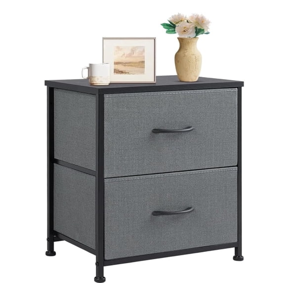Nightstand with 2 Fabric Drawers, Small Dresser End Table for Bedroom, Closet, Dorm, Bedside Storage Organizer