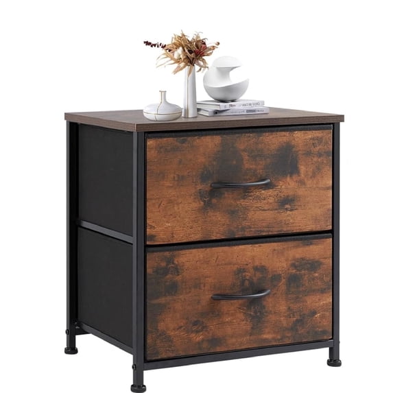 Nightstand with 2 Fabric Drawers, Small Dresser End Table for Bedroom, Closet, Dorm, Bedside Storage Organizer