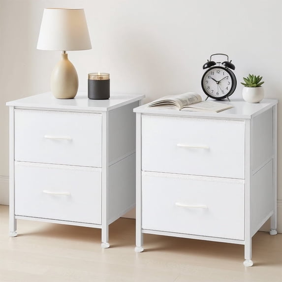 Nightstand with 2 Fabric Drawers, Small Dresser End Table for Bedroom, Closet, Dorm, Bedside Storage Organizer