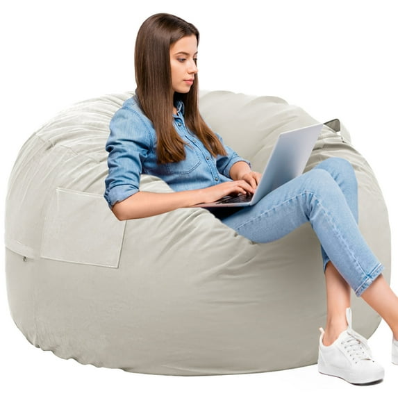 Oversized Bean Bag Chair, Beanbag for Adults, Comfy Refillable Single Sofa for Living Room, Bedroom, Dorm