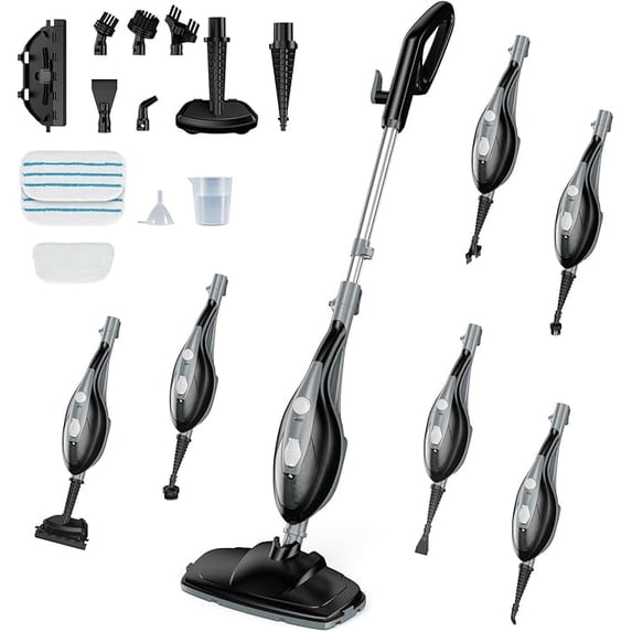 Parcus 10-in-1 Steam Mop & Handheld Cleaner – 1550W Powerful Steamer with 14 Accessories, Perfect for Hardwood, Tile, Carpet, Windows & Grout