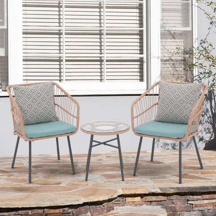 Patio Furniture Set, Betcozy3 Pieces Outdoor Chairs Set with Glass Coffee Table for Garden, Bistro, Porch, Balcony, Backyard