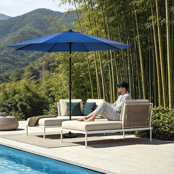 Patio Umbrella, 9 FT Outdoor Umbrellas Waterproof for Pool Table Deck Porch Yard Garden, Market Umbrella with 8 Sturdy Ribs, Push Button Tilt and Crank
