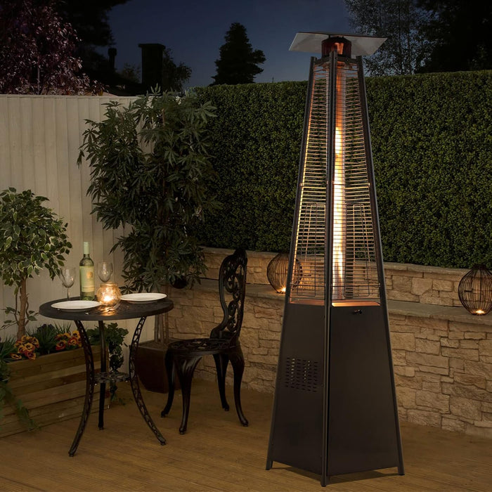 Propane Patio Heater, 42000 BTU Outdoor Patio Heater, 7 feet Stand Heater with Cover and Wheels, Silver