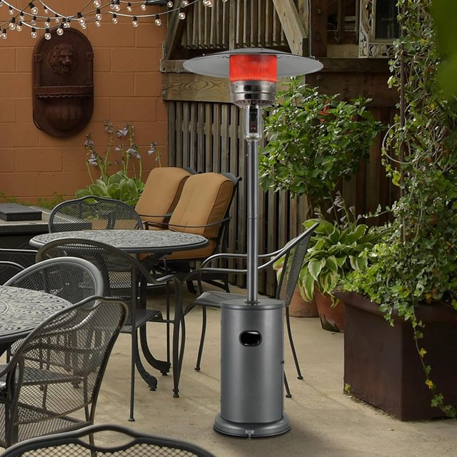 Propane Patio Heater, 48,000 BTU Steel Patio Heater,  Premium Standing Propane Patio Heater with Wheels and Cover, Graphite Color