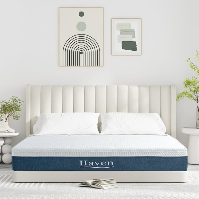 Queen Mattress 12 Inch Memory Foam Mattress in a box, Gel Memory Foam Mattress Support and Pressure Relief , Medium Firmness, Made in USA, White