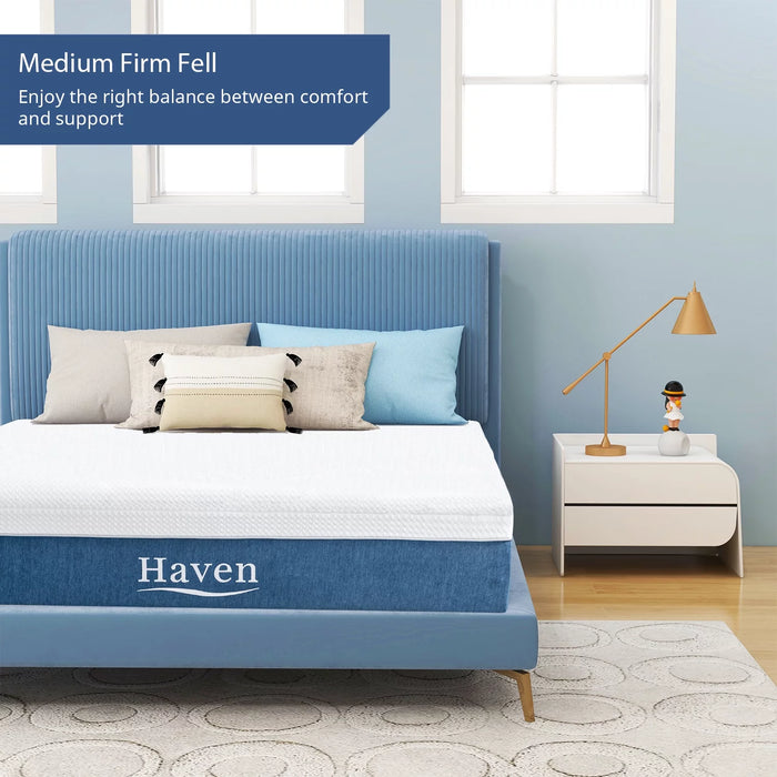 Queen Mattress, 12 inch Memory Foam Mattress, Medium Firm Cool Gel Foam Mattress with Breathable Soft Fabric Cover, Made in USA,White