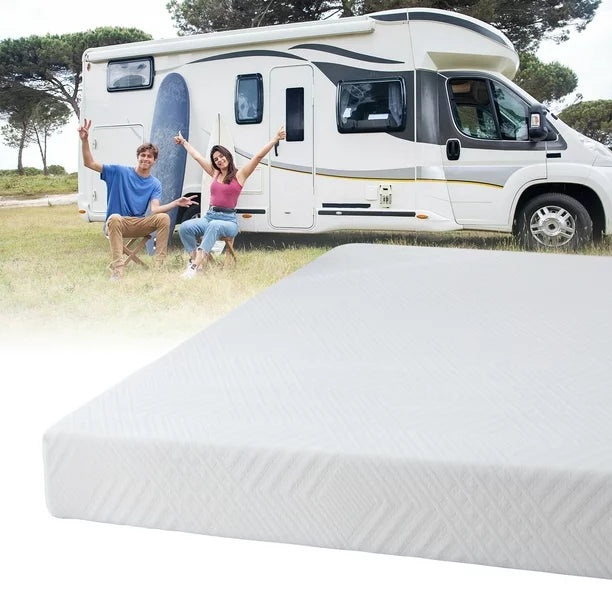 RV Mattress, 8 inch Short Queen Size Mattress for RVs, Cooling Memory Foam Mattress, Campers Trailers Mattress in a box, Made in USA