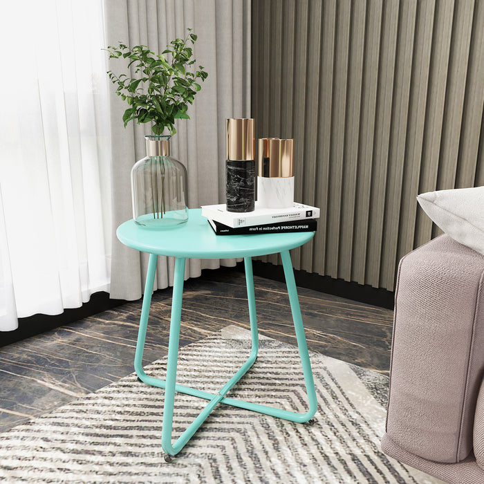 Yangming Side Table, Round Coffee Tea End Table, Modern Sofa Side Table for Living Room, Bedroom, Green