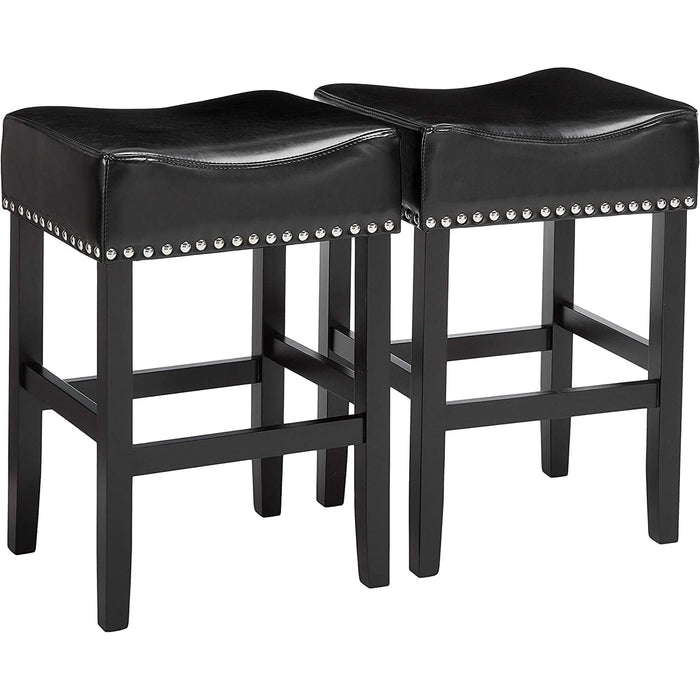 Blorly Saddleback Bar Stools, Backless Counter Stools, Metal Base with Modern PU Leather Saddle Seats