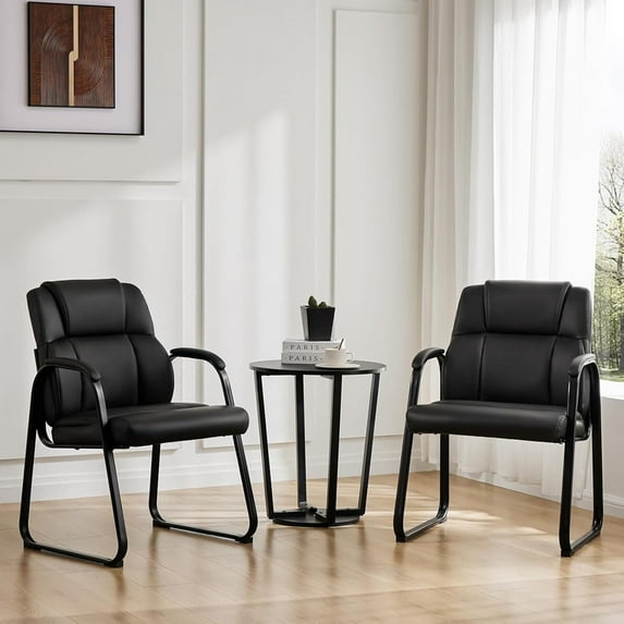 Beddle Waiting Room Guest Chairs, Stationary Office Reception Armchairs with Padded Seat, No Wheels, for Lobby, Conference